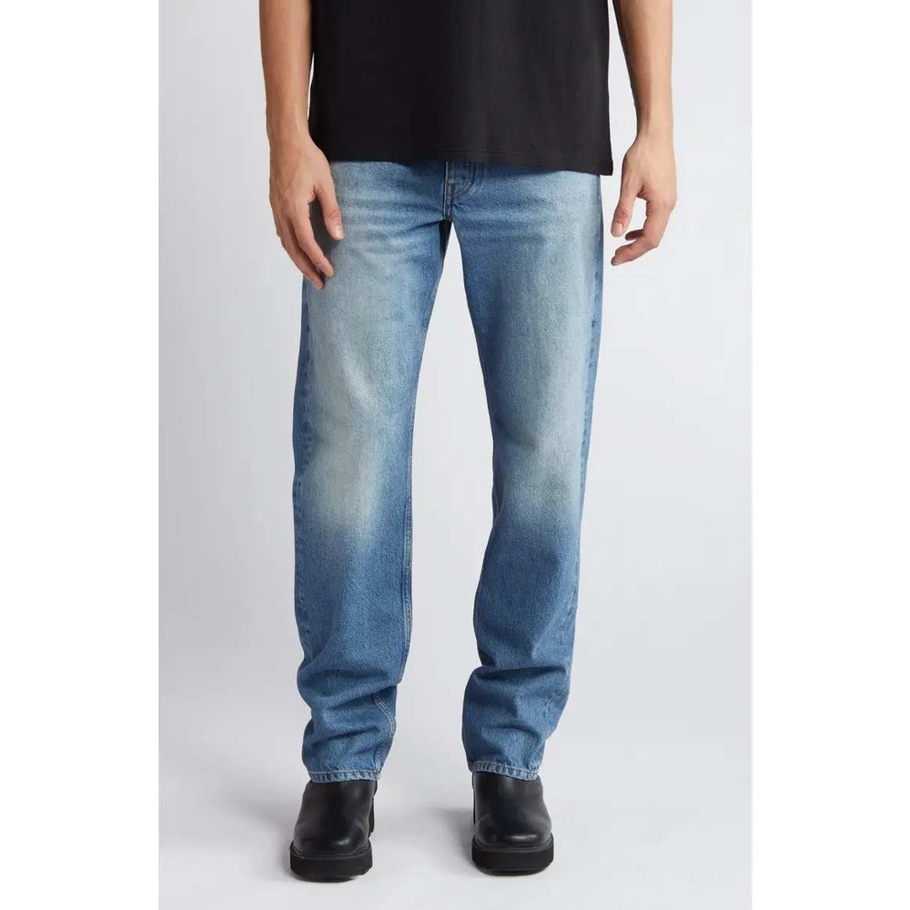 FRAME Jeans 34 Blue Straight Leg Button Fly Cotton Minimalist Designer Denim